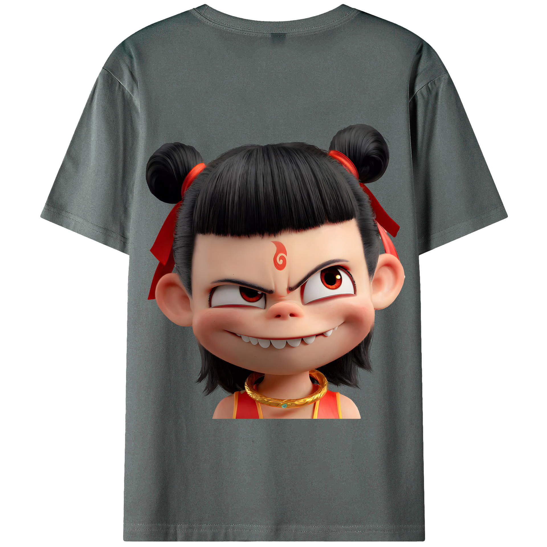 （画像用） Ne Zha 2 ナタ 魔童の大暴れ 綿100％半袖Tシャツ（背面プリント）